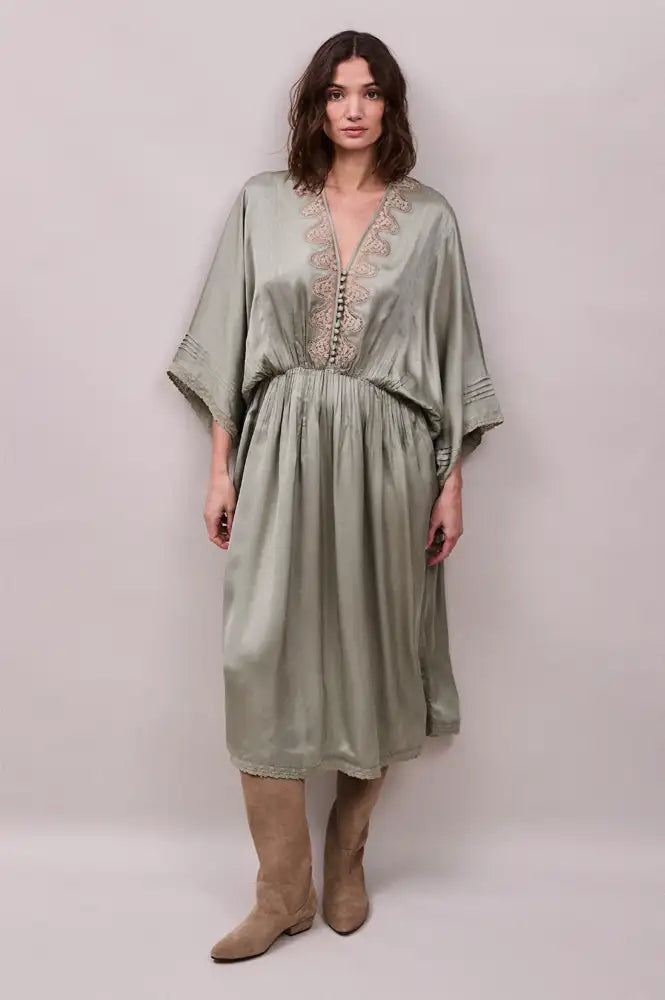 Faune Honeysuckle Sage Dress - The Mercantile London