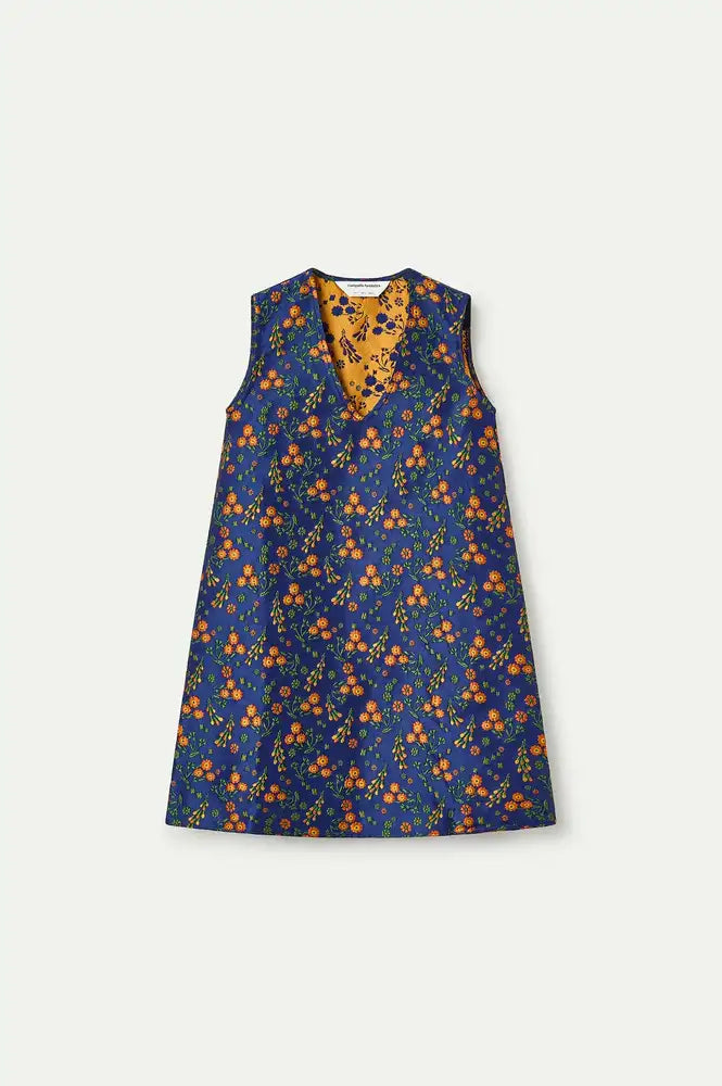 Compania Fantastica Navy Floral Jacquard Mini Dress - The Mercantile London