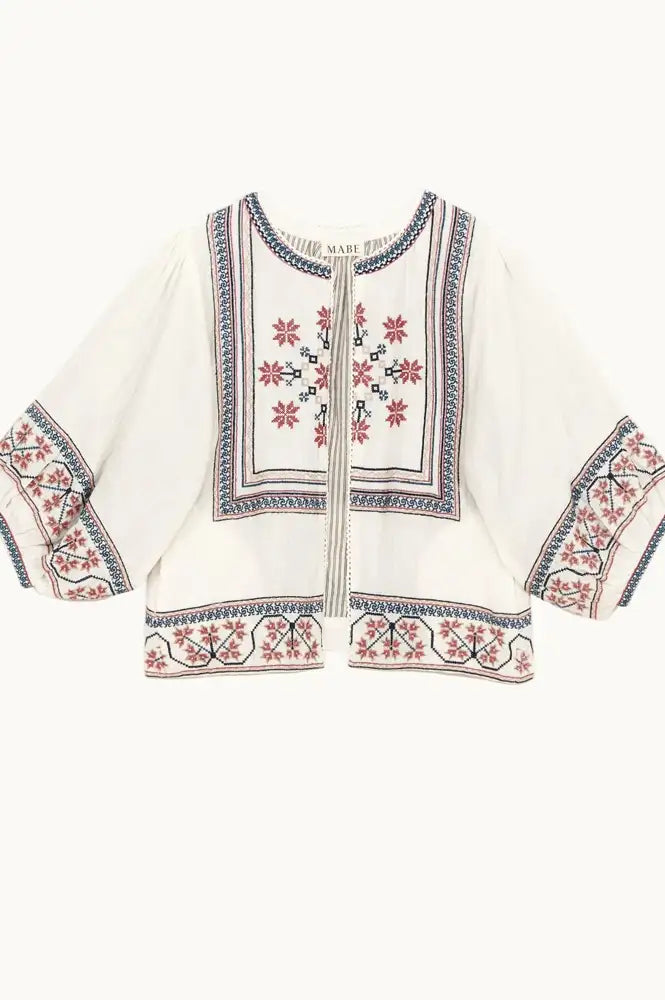 M.A.B.E Calista Ecru Embroidered Jacket