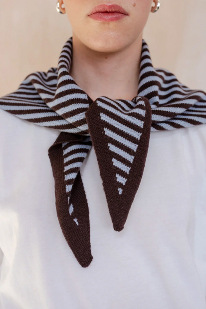 TBCo Blue & Brown Stripe Triangle Scarf - The Mercantile London
