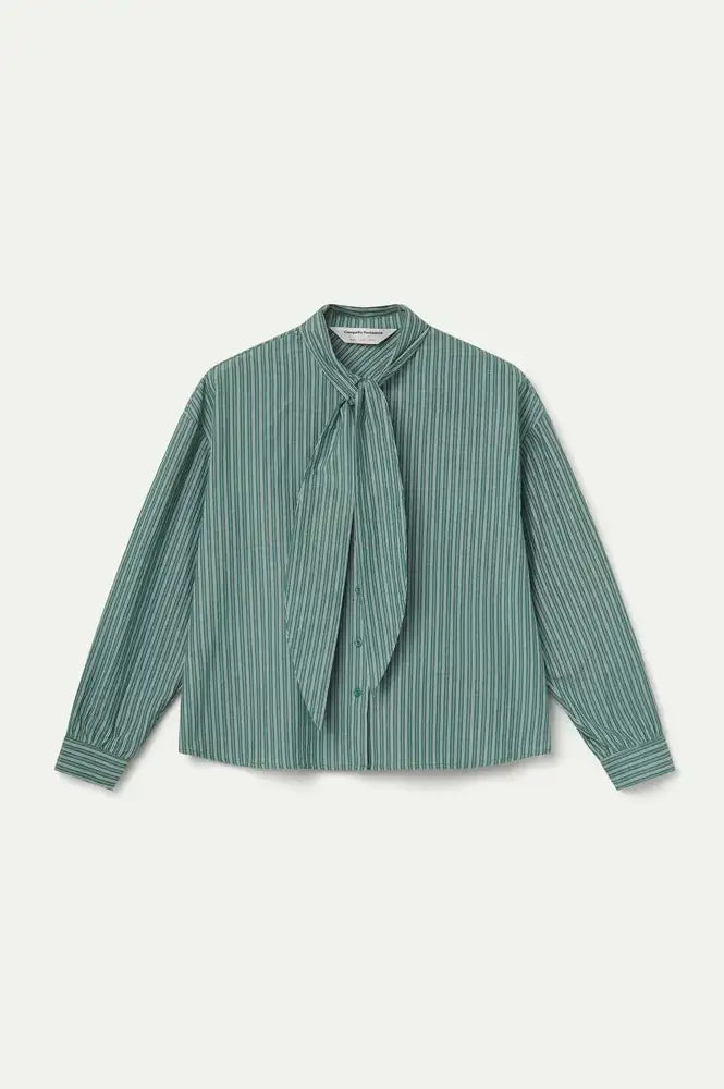 Compania Fantastica Green Striped Tie Detail Shirt