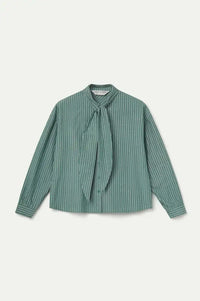 Compania Fantastica Green Striped Tie Detail Shirt