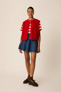 Des Petits Hauts Zlata Red Sleeveless Jacket