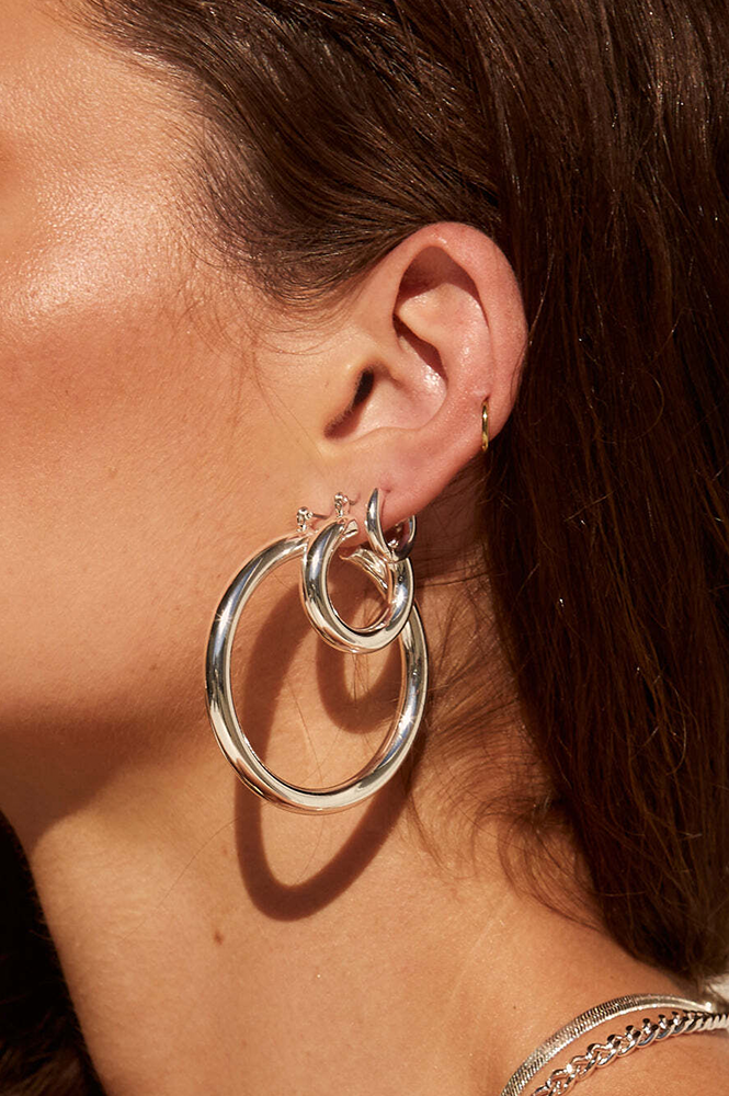 Luv AJ Baby Amalfi Silver Tube Hoops - The Mercantile London