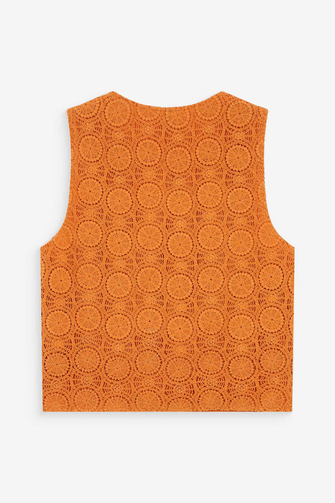 Grace & Mila Vony Orange Crochet Vest Top - The Mercantile London