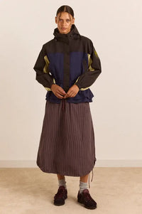 Damson Madder Lainey Merlot Stripe Midi Skirt