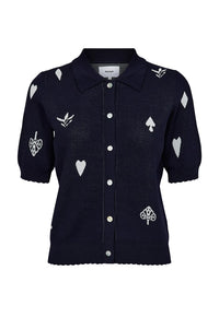 Numph Malitta Dark Sapphire Short-Sleeve Cardigan