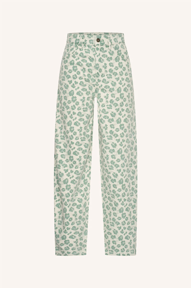By-Bar Lew Green Cheetah Print Trousers