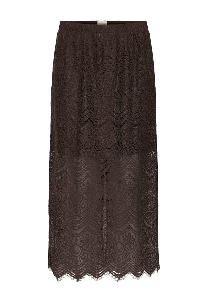 Fransa Caty Chocolate Lace Skirt - The Mercantile London