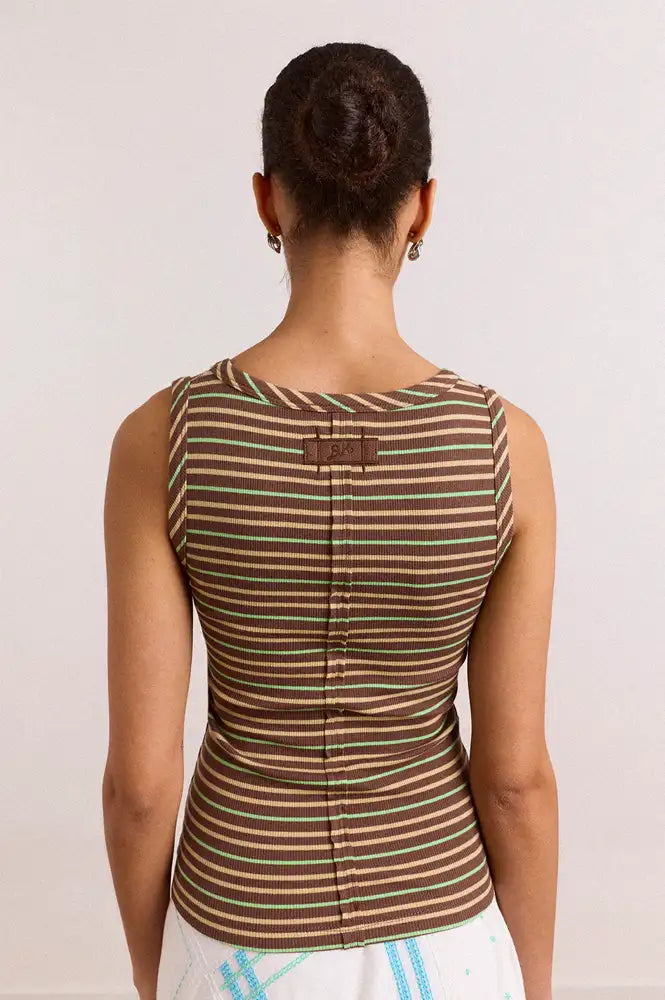 Damson Madder Arlea Brown Stripe V-Neck Tank Top
