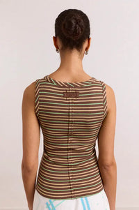 Damson Madder Arlea Brown Stripe V-Neck Tank Top