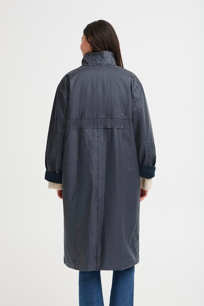 ICHI Kilavi Navy Trench Coat - The Mercantile London