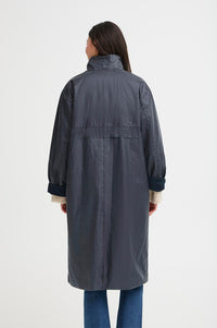 ICHI Kilavi Navy Trench Coat - The Mercantile London