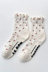 Le Bon Shoppe Cream Petal Ruffle Hugger Socks