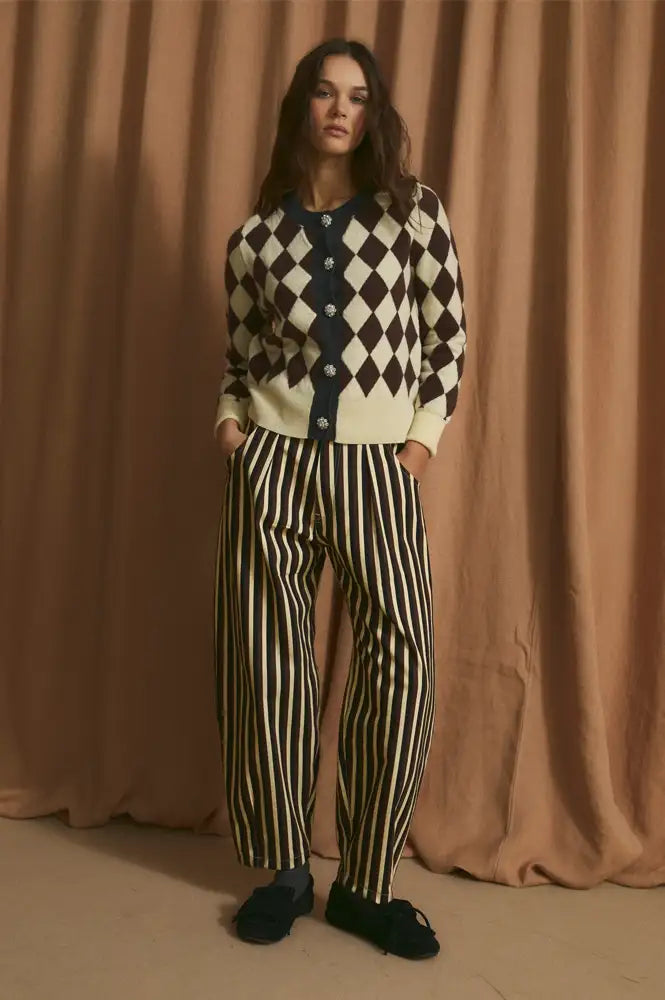 Sophie + Lucie Brown Trio Striped Boyfriend Jeans