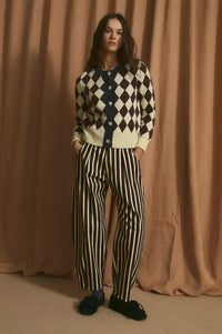 Sophie + Lucie Brown Trio Striped Boyfriend Jeans