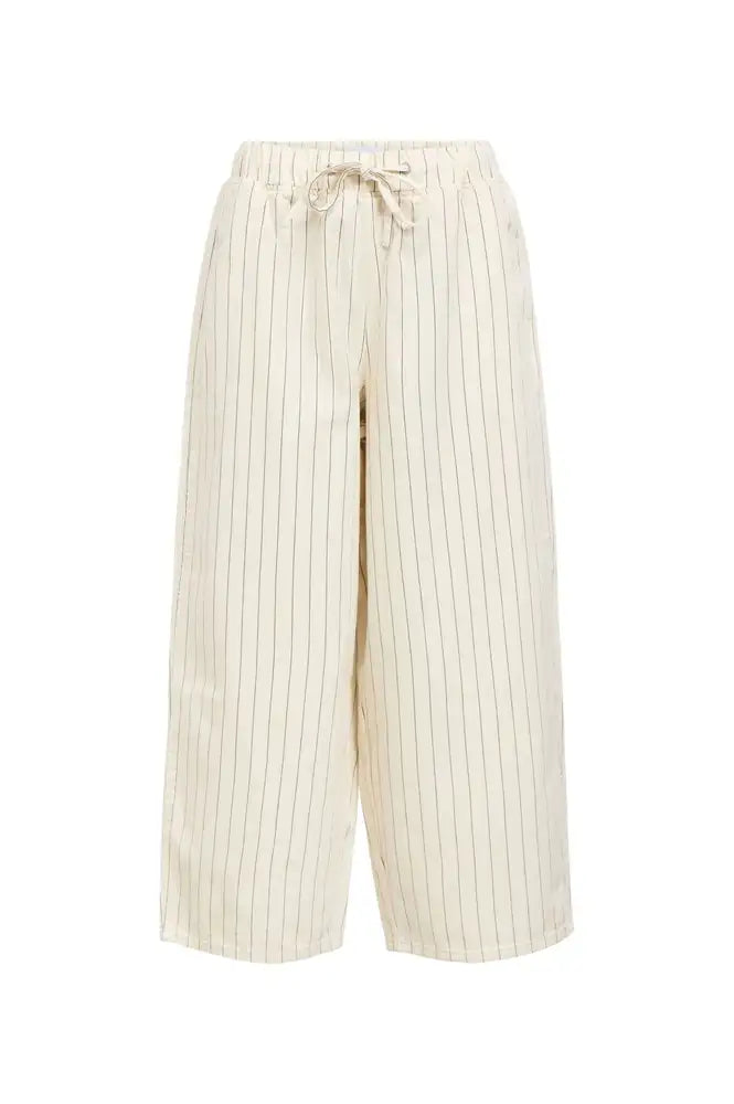 Object Cally Birch Pinstripe Cropped Denim Trousers - The Mercantile London
