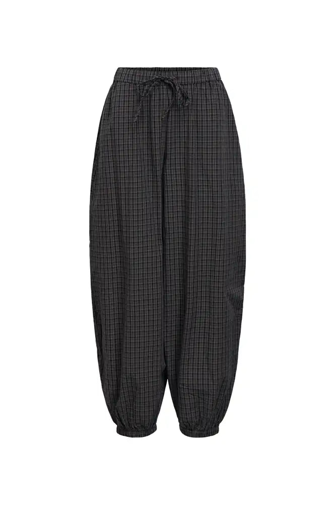 Object Delva Gunmetal Black Check Harem Trousers - The Mercantile London
