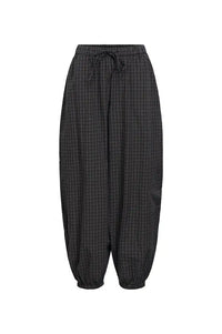 Object Delva Gunmetal Black Check Harem Trousers - The Mercantile London