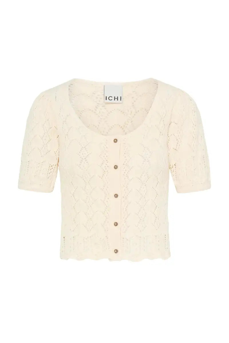 ICHI Daffie Birch Open Knit Cardigan - The Mercantile London