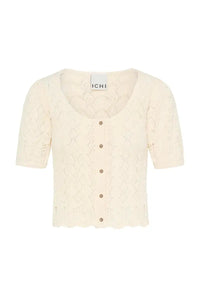 ICHI Daffie Birch Open Knit Cardigan - The Mercantile London