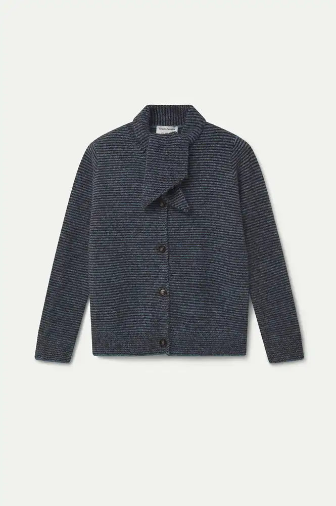 Compania Fantastica Blue And Brown Striped Knitted Cardigan
