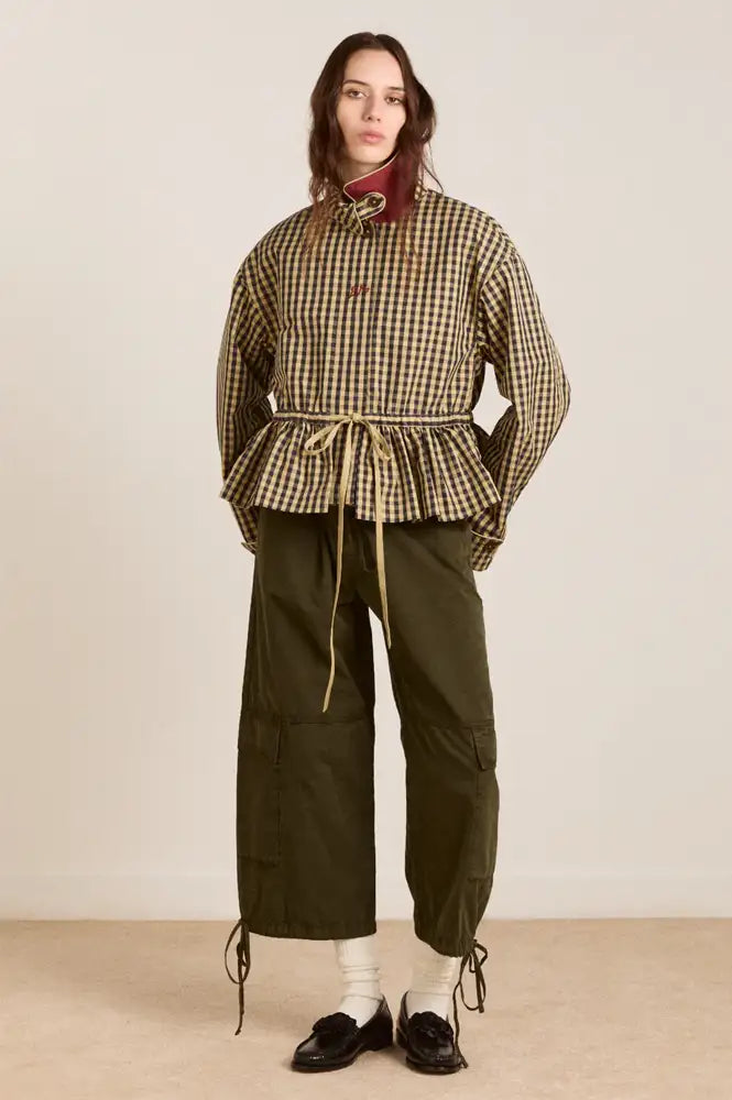 Damson Madder Myrtle Navy Gingham Detachable Trench Coat