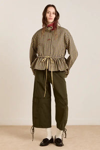 Damson Madder Myrtle Navy Gingham Detachable Trench Coat