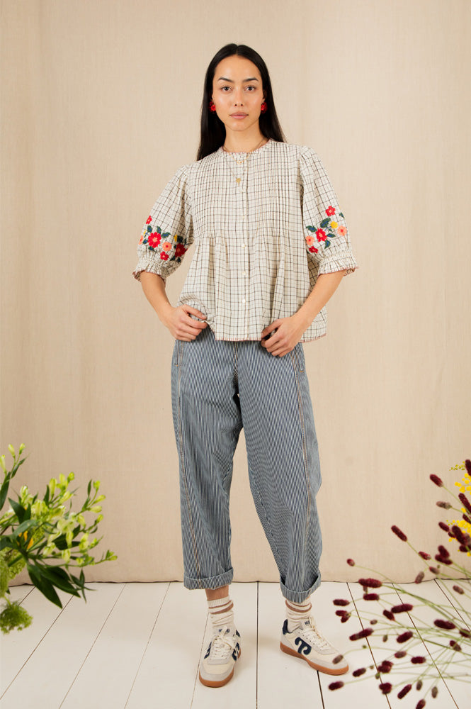 Bonté Lionne Ecru Check Blouse - The Mercantile London