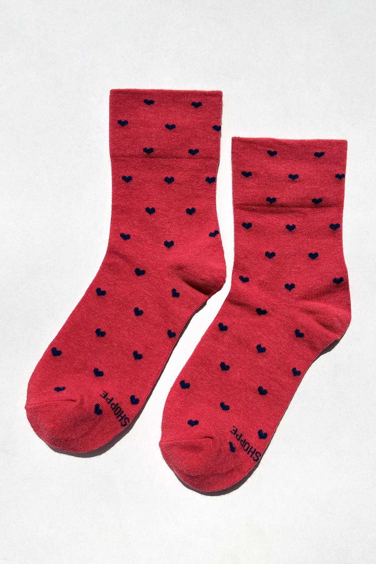 Le Bon Shoppe Tomato & Navy Heart Sneaker Socks