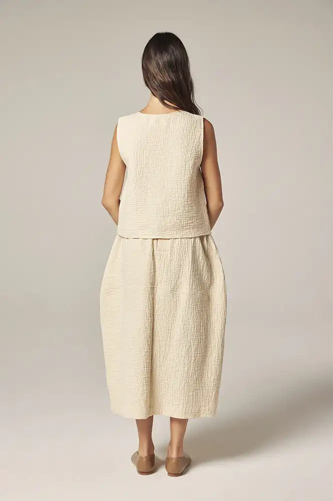 Amente Cream Button Down Jacquard Top - The Mercantile London