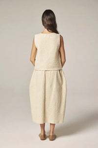 Amente Cream Button Down Jacquard Top - The Mercantile London
