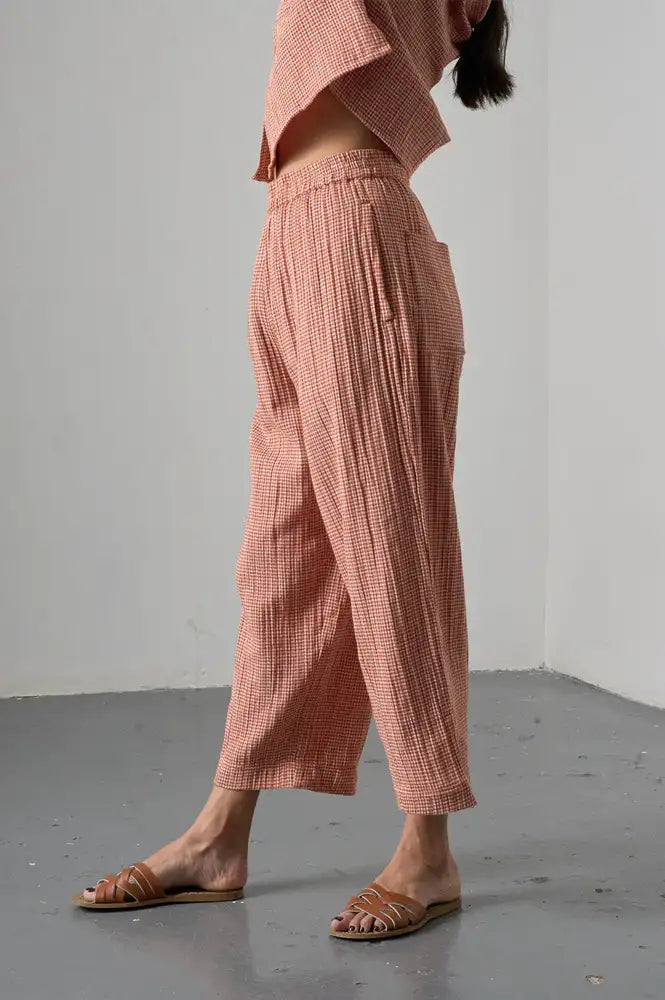 Bibico Clara Rust Check Trousers - The Mercantile London
