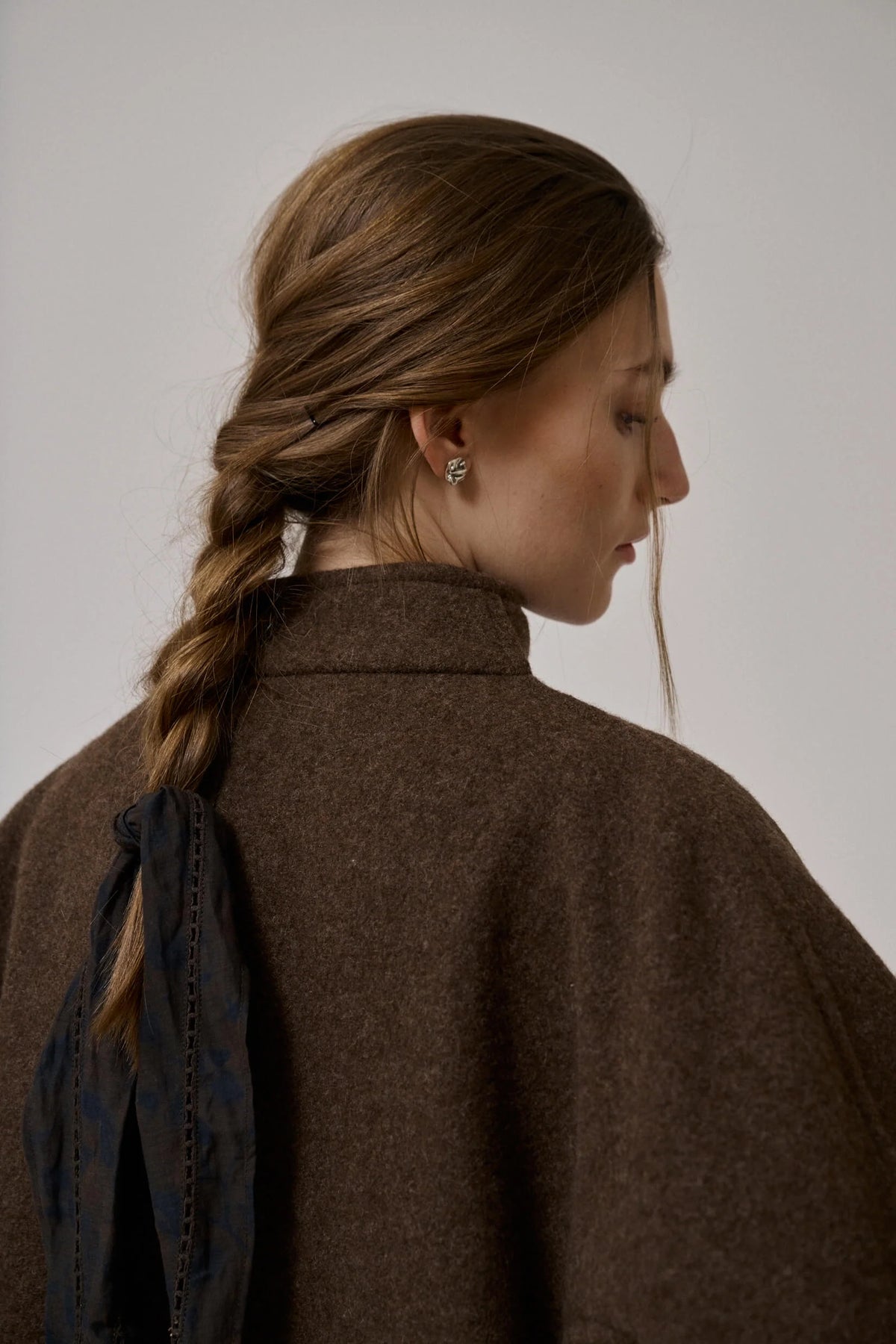 Anne Mi Thyme Brown Short Wool Coat