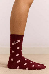 Damson Madder Pink & Burgundy Spotty Twin Pack Socks
