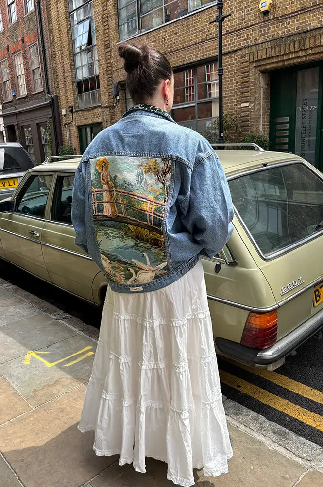 Frankie. Blue Denim Swan XL Jacket