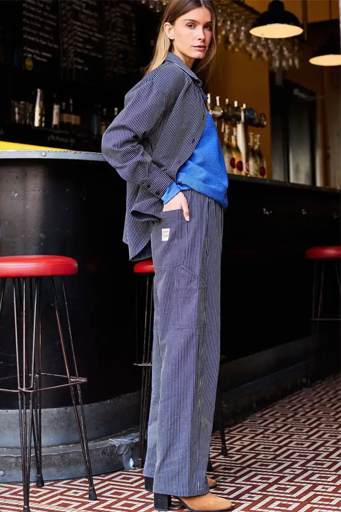 A.P Blue Striped Carpenter Trousers