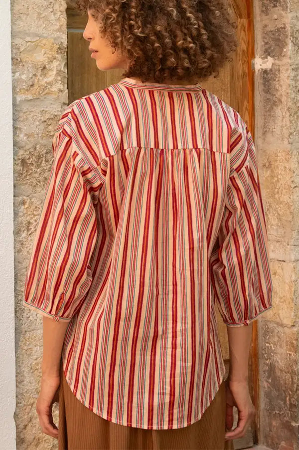 Zen Ethic Mia Miramar Pink Striped Blouse - The Mercantile London