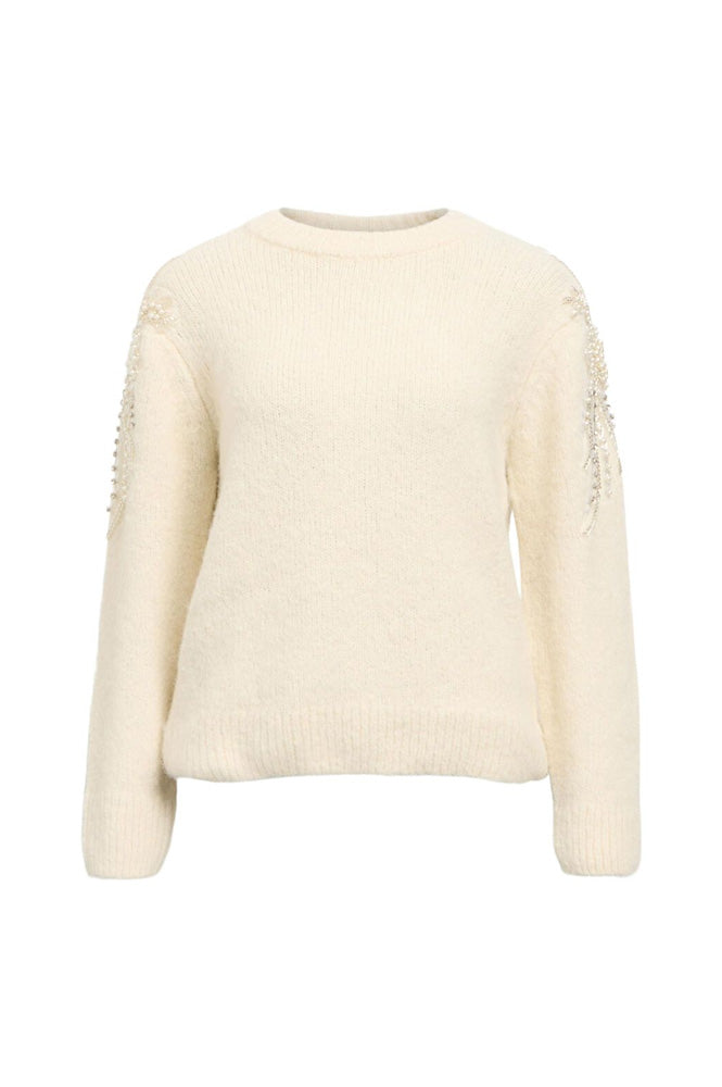 Object Salika White Sand Embellished Jumper - The Mercantile London