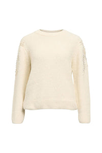 Object Salika White Sand Embellished Jumper - The Mercantile London