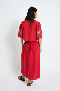 Sophie + Lucie Poppy Red Embroidered Skirt - The Mercantile London