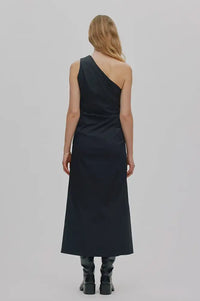 Rabens Saloner Aryana Black Papery One Shoulder Dress - The Mercantile London