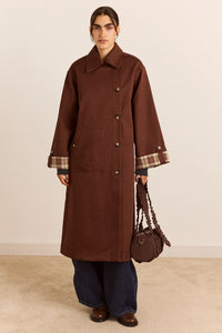 Damson Madder Jerry Chocolate Reversible Trench