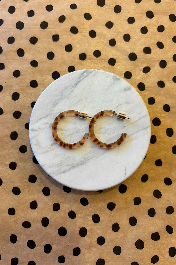 B.M.L Marseille Brown Thin Resin Hoop Earrings - The Mercantile London