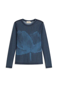 Thinking Mu Lotus Print Navy Tere Top