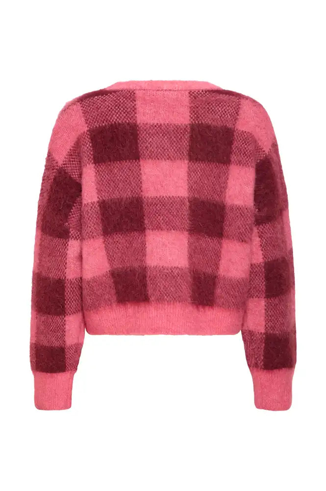 ICHI Elena Fruit Dove & Zinfadel Checked Jumper