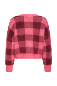 ICHI Elena Fruit Dove & Zinfadel Checked Jumper