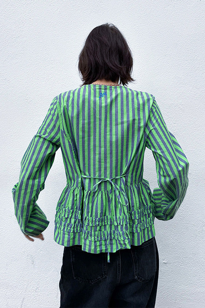 Damson Madder Madison Navy Pop Green Stripe Blouse