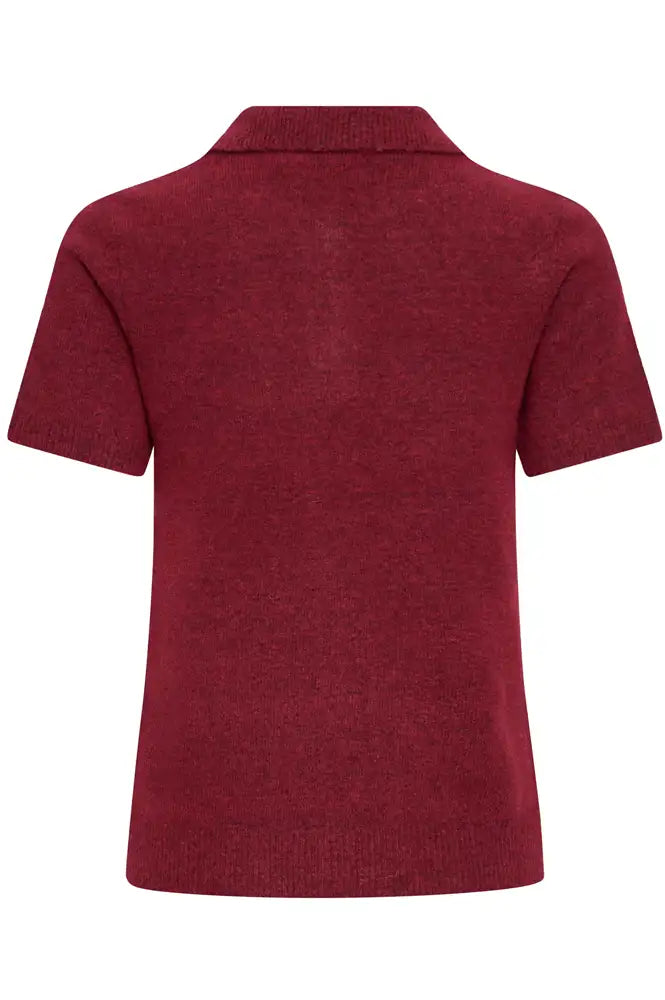 ICHI Dasila Berry Harlequin Polo Knitted Top
