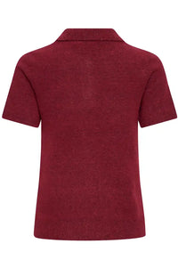 ICHI Dasila Berry Harlequin Polo Knitted Top